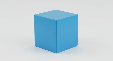 Solid blue cube isolated on white background