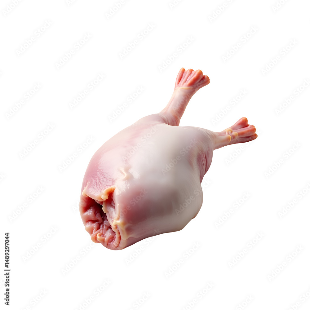 Poster exquisite raw duck leg quarter illuminated by soft light, highlighting the natural sheen against an 