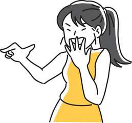 指をさして笑う女性