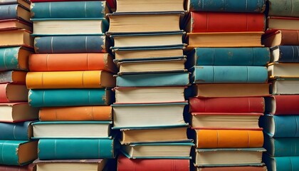 A big pile of books stacked together, reflecting educational activities and the spirit of graduation and achievement