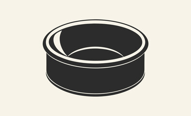 Cake pan silhouette, Baking tin icon, Round cake mold, Pie pan graphic, Black baking tray, Kitchenware vector