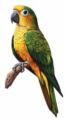 Obraz premium Colorful parrot illustration perched on branch