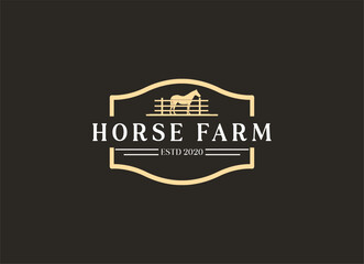 Horse silhouette countryside western country farm ranch logo design. Horse farm logo design