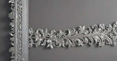 Silver scrollwork border with delicate acanthus leaves,  flourish,  vintage,  event