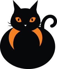 Fototapeta premium black cat with orange eyes