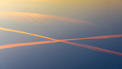 Beautiful patterns in the sky left by a passing airplane