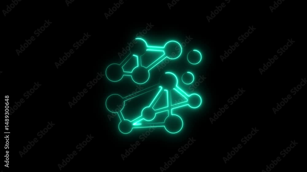 Aufkleber abstract glowing neon network structure displayed against a black background
