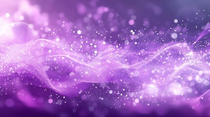 Purple glowing particles wave, abstract background, cosmic dust, magical design