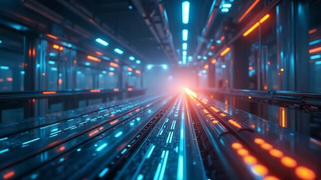 Advanced technology powering a sci fi laboratory with dynamic energy display