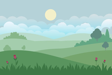 Fototapeta premium summer landscape with mountains and trees