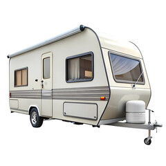 Used Caravan for Sale CreamColored Touring Caravan isolated on transparent background