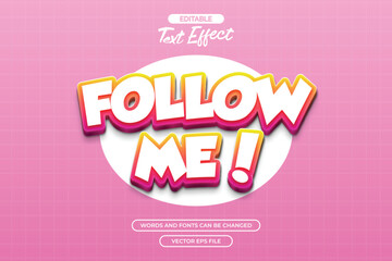 Follow me editable text effect with cartoon style effect