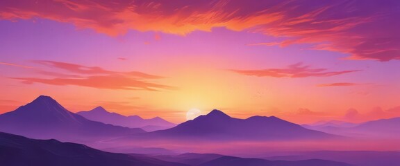 Abstract watercolor sunset, vibrant orange and purple hues,  imagination,  abstract