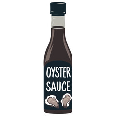 Asian oyster sauce in glass bottle hand drawn