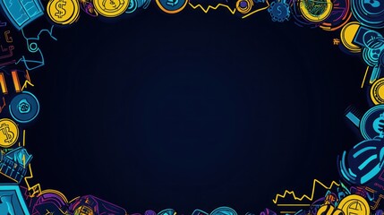 Crypto coins & financial elements frame. Currency concept. Business promotion, presentation use