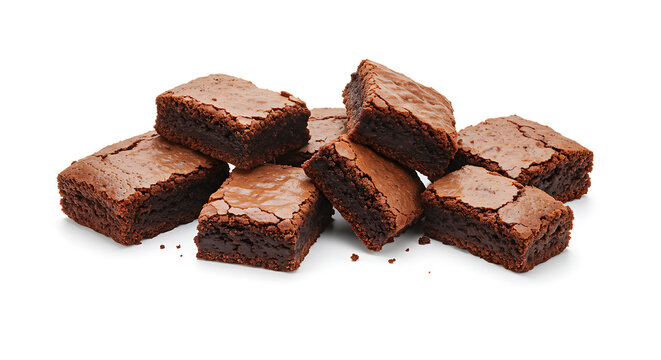 Stack of Brownies isolated on white background. American food