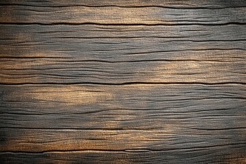 Fototapeta premium Close-up view of textured weathered wooden planks with natural grain and rich brown tones