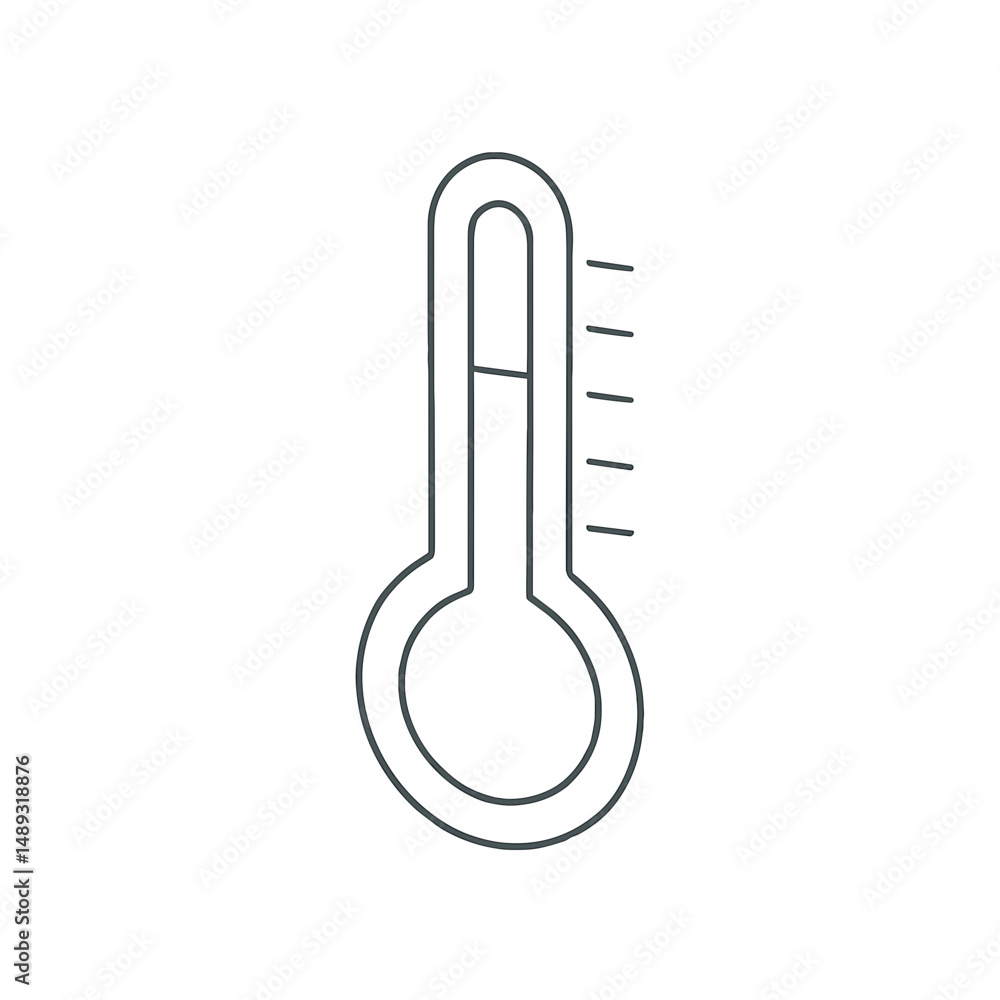 Poster thermometer icon with temperature scale in minimalist line art style