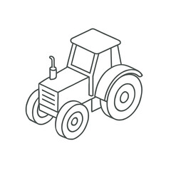 Obraz premium Line art illustration of a tractor in minimalist style