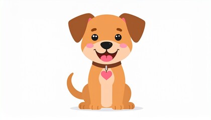 Cute cartoon puppy dog mascot. Happy adorable dog icon. Pets care, love and loyalty concept. Vector illustration isolated on white.