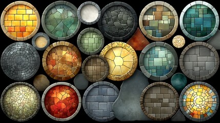 Decorative circular mosaic patterns