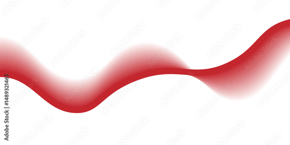 Poster red wave on white background simple curve backgroud. abstract vector wavy lines flowing smooth curve