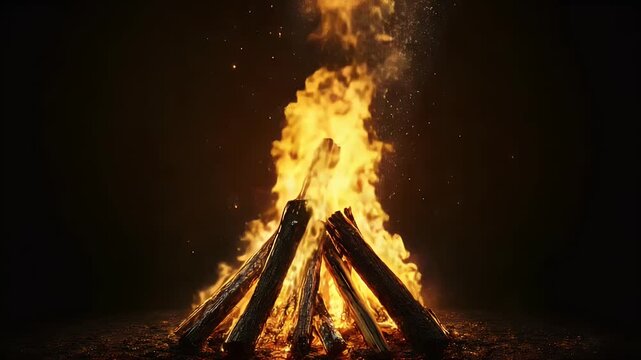  Firewood bonfire, white background,
