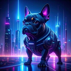 French Bulldog in futuristic concept