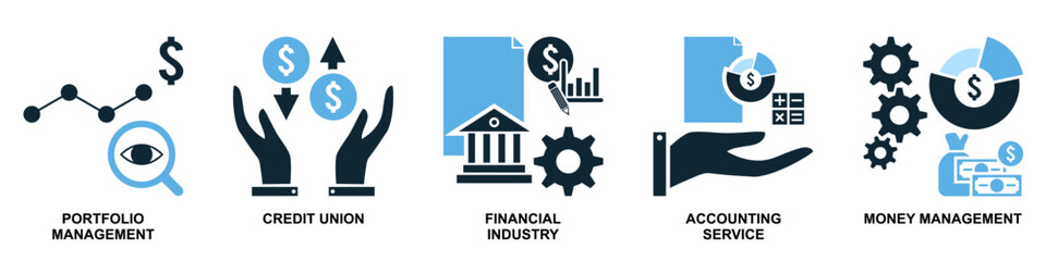 Set of finance icon vector for financial management, accounting, and budgeting overview. Ideal for business dashboard, finance app, and money planning illustration.