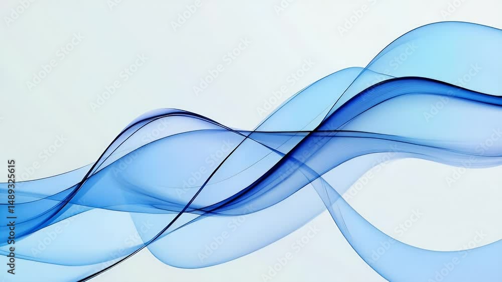 Poster a white background with an abstract blue wave design, featuring soft curves and gentle gradients in 