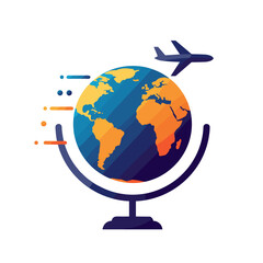 Fototapeta premium Globe with airplane symbolizing travel and exploration concept 