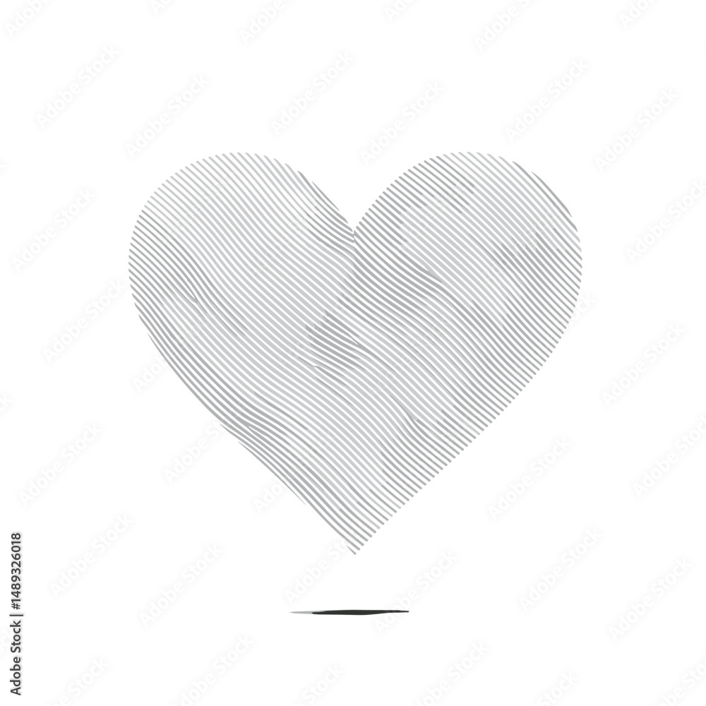 Poster abstract heart shape design in minimalist style with lines