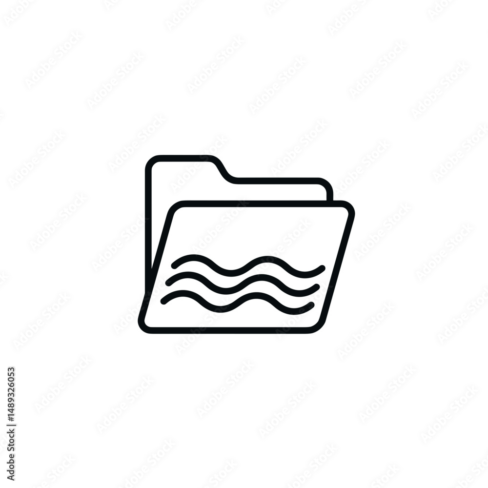 Poster Outline of a file folder with wavy lines representing documents  