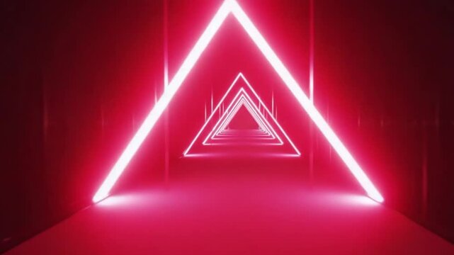 White and Red Neon Strobe Geometric Triangle Tunnel Background VJ Loop I 4K