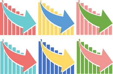 棒グラフのグラフィック素材イラストセット