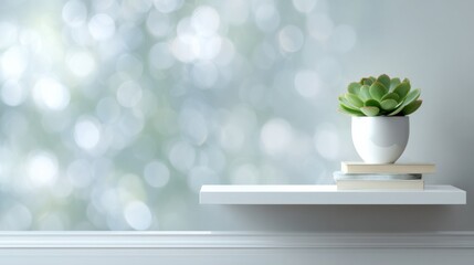 Stylish Zoom Virtual Background With Shelf And Succulent Plant Decoration
