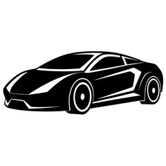 Naklejka premium Modern sports car in silhouette vector illustration