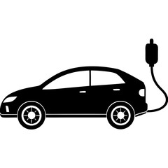Naklejka premium Electric car charging silhouette vector illustration