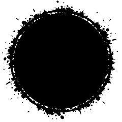 Fototapeta premium Grunge circle frame in silhouette vector illustration