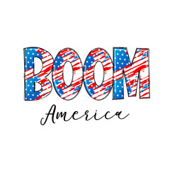 Obraz premium Patriotic Boom America Graphic Design for Apparel