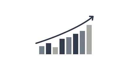 Growing Bar Graph with Upward Arrow, Business Success
