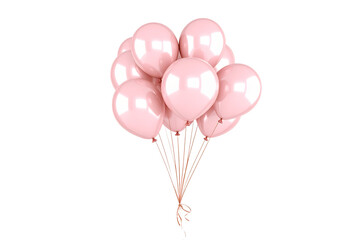 A beautiful bunch of pink balloons tied together against a clean transparent background