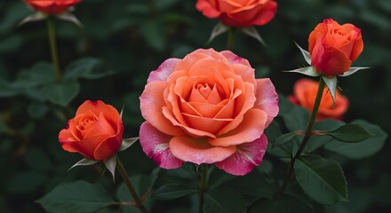 Obraz premium Vibrant Roses Blooming in a Lush Garden Setting Full of Color