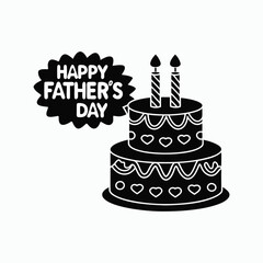 Happy Father's Day Typography with Silhouette Birthday Cake.