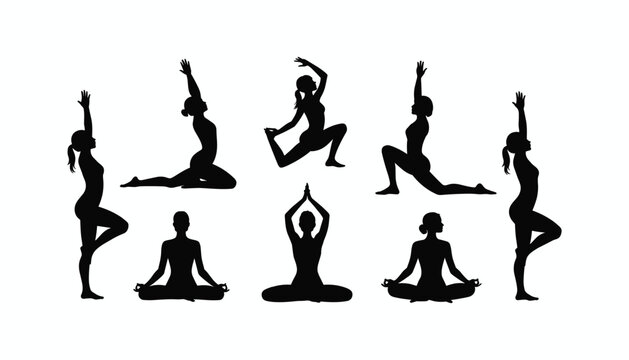 Harmony in Motion: A collection of yoga poses is captured, conveying inner peace and mindfulness through body postures and movements.