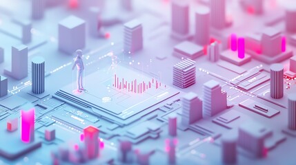 Digital Metropolis: A Minimalist 3D Rendering of Data Visualization