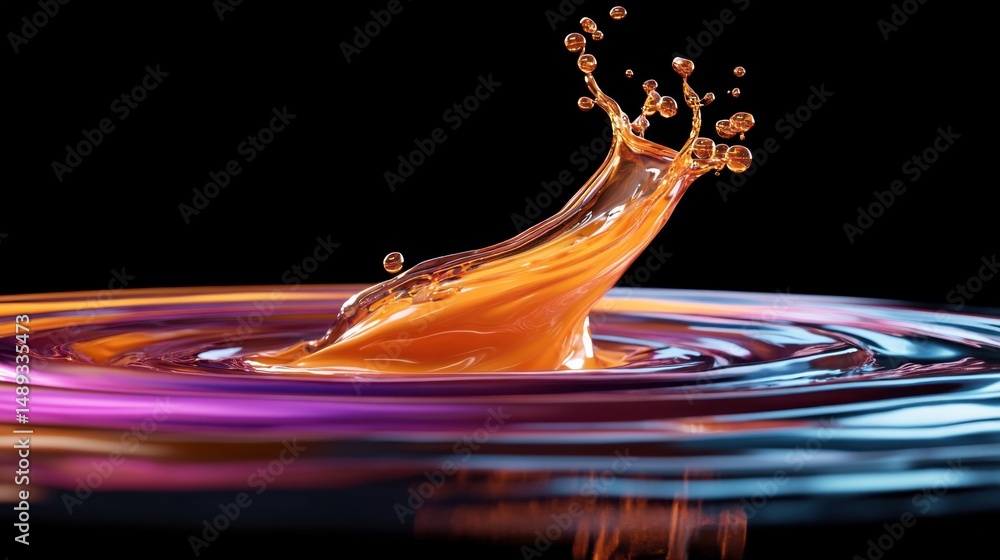 Poster abstract paint vortex twisting in space, dynamic liquid shape captured mid-motion, 3d style