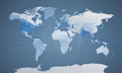 Blue & white vector world map; clean modern design ideal for presentations ,  territory,  land,  blue and white