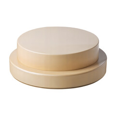 A Two-Tiered Round Pedestal in a Light Beige or Cream Color, Perfect for Displaying Products or Artwork