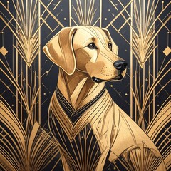 Labrador Retriever in art deco movement